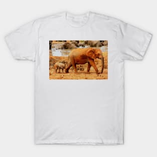 African Wildlife Photography Elephant Mother and Calf T-Shirt